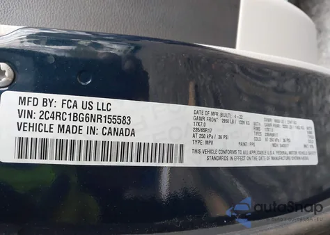 2022 Chrysler Pacifica Touring L from USA, damaged, VIN 2C4RC1BG6NR155583